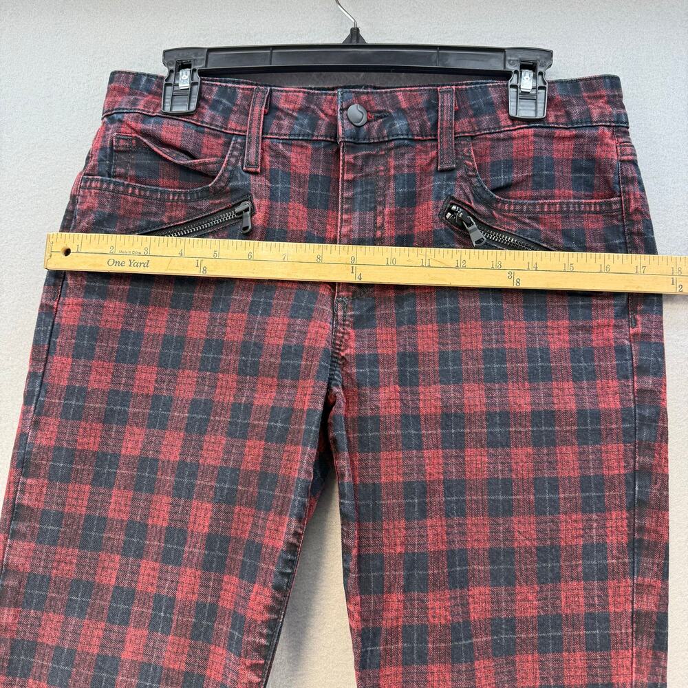 Joe's Jeans Women's 30 (10) Red Black Plaid Zip Skinny Moto Style Slash Pockets - Picture 11 of 14